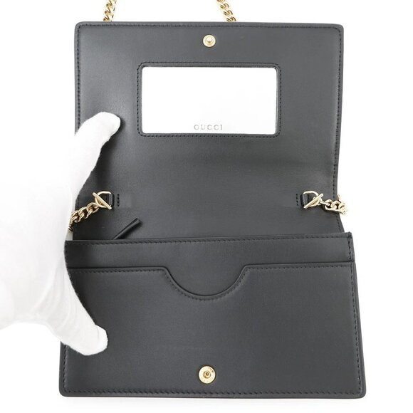 GUCCI GGMatelasse Chain Wallet Leather Black - Picture 5 of 16